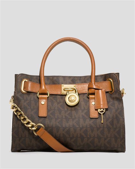 michael kors hamilton signature ew brown satchel